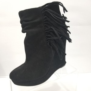 fringe wedge booties