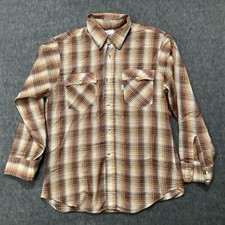 Levis Shirt Brown Plaid Size Large Button Up 1980 Olympic Games Long Sleeve