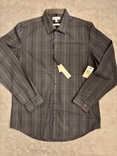 NWT Calvin Klein Infinite Cool Non-Iron Slim Fit Stretch Gray Dress Shirt - M