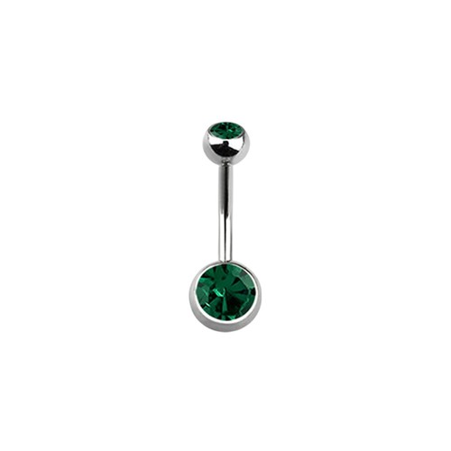 14G Bazel Set Double CZ Steel Belly Button Titanium 4mm Sold Individually - Picture 12 of 20