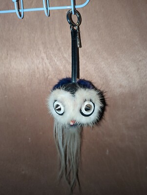 Fendi Black and White Fur Mohawk Bird Owl Monster Purse Keychain
