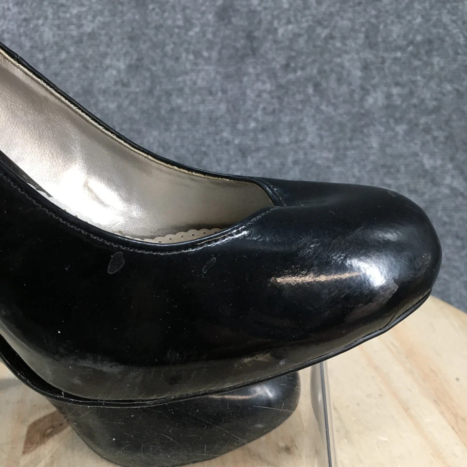 Zapatos Fioni para mujer 9 zapatos de salón negros charol cómodos informales tacones de aguja Foto 4 de 4