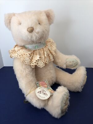 21  Willitts Wendy Brent Noses Of Roses Peach Jointed Teddy Bear W/ Box #O