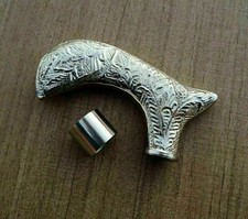 Antique Brass Royal Art Engraved Derby Style Head Handle For Walking Stick