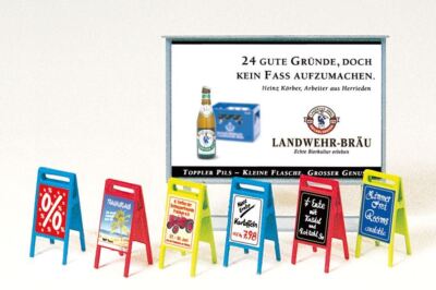 Billboard Und A-Boards (6) Figuren-Set OO/HO Spur Preiser 17208