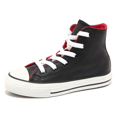 5157U sneaker pelle bimbo CONVERSE ALL STAR scarpe nero shoe kid