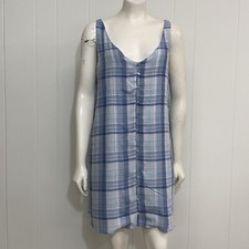 Cloth & Stone Anthropologie Dress SP Blue Rayon Gauze Button Sleeveless NWT