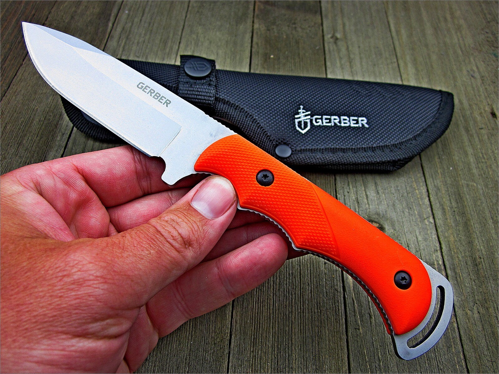 Gerber Blaze Orange Freeman Guide Fixed Blade Hunting Skinning Full Tang Knife eBay