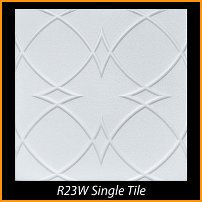 3D Glue Up Ceiling Tiles 20x20 R23 Saturn Plain White Pack of 50 (132 s/f)