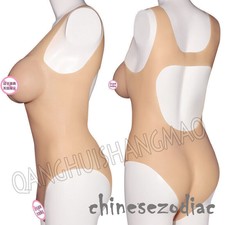 Silicone Breast Forms Triangle Fullbody Suit Fake Boobs for Crossdresser Cosplay