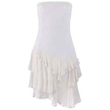 ALEXANDER McQUEEN 1996 "The Hunger" White Ivory Silk Crepe Asymmetric Dress