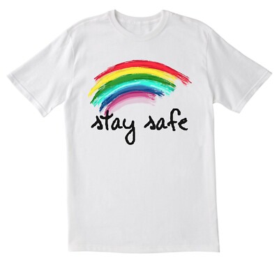 Stay Safe Rainbow Corona Pandemic Social Distancing Herren Damen T-Shirt Tshirt
