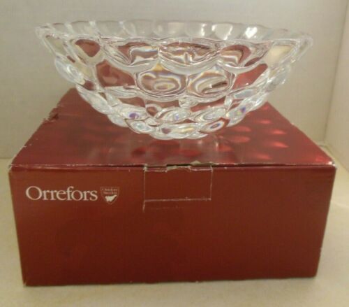 Vintage Signed ORREFORS Crystal Crown Shaped Princess Bowl #4303