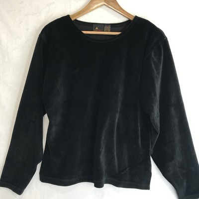 Lizsport Vintage Velvet Sweatshirt Top Med Y2K black Active Wear Warm Cozy Soft