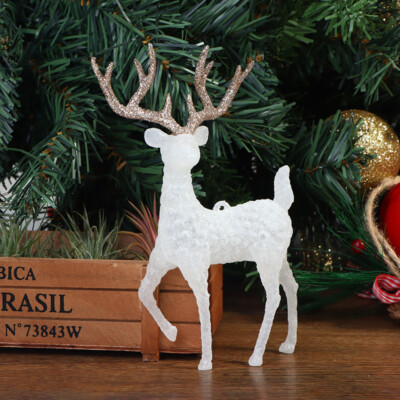 Crystal Deer Christmas Forest Elk White Flash Gold Dessert Table Decor for H:J~