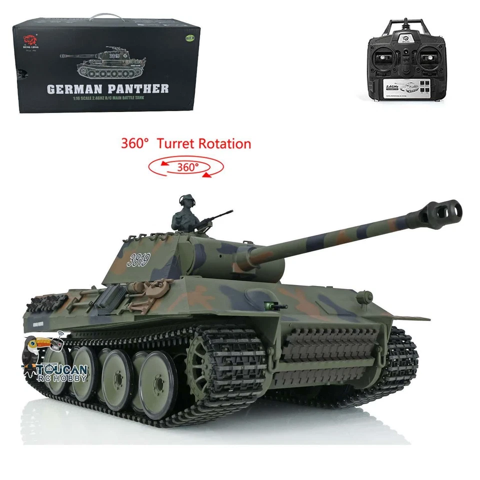 2.4Ghz Henglong 1/16 7.0 Plastic German Panther V RTR RC Tank 3819 360° Turret - Image 2 of 4