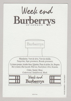 Werbekarte - Advertising Card- Burberrys Weekend beidseitig