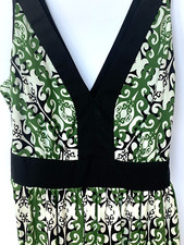 TRULLI Ann Taylor Loft Geo Tank Dress Size 8 Black Green Tie Back Side Zip NWT