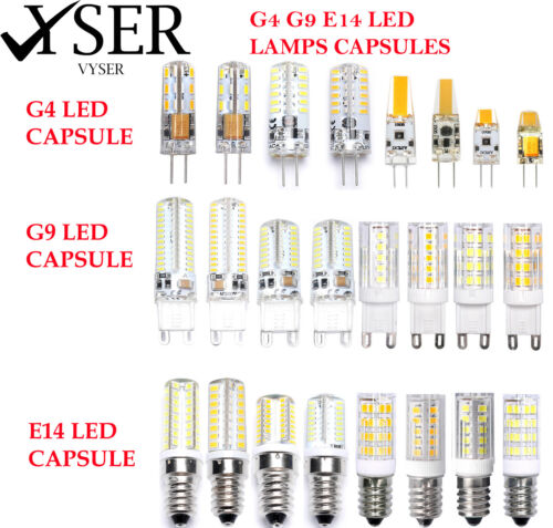 VYSER G4 G9 E14 LED Light Capsule Bulbs Replace Halogen Lamp Energy Saving AC/DC - Picture 1 of 6