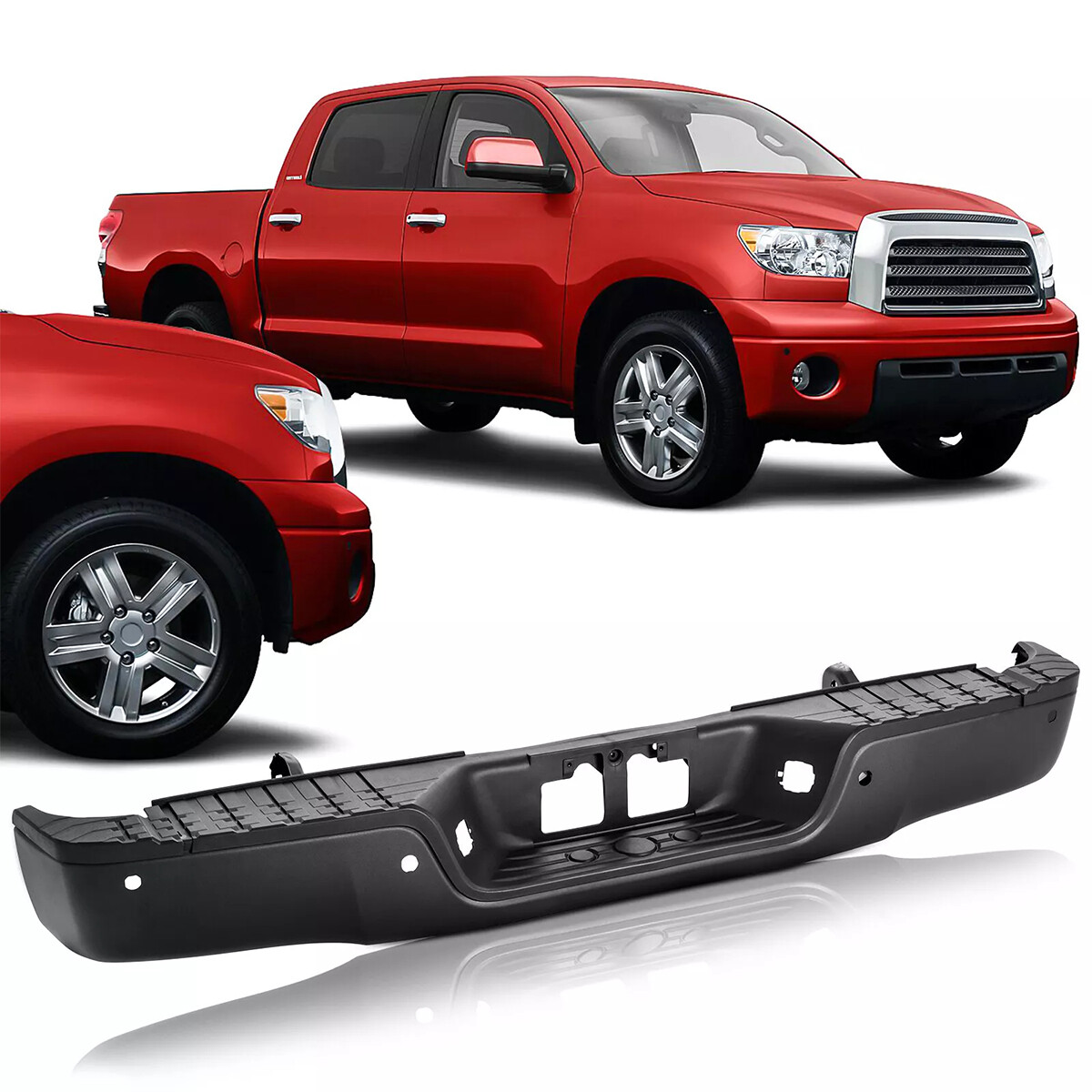 2007-2013 Toyota Tundra Black Rear Bumper Assembly with Tow Hook & Sensor  