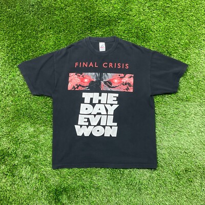 2000s Final Crisis DC Comic T Shirt The Day Evil Won Mens Black XL Alstyle Y2K