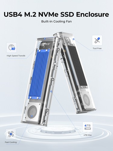 ORICO M.2 NVMe SSD Gehäuse 40Gbps USB C M2 Adapter für Thunderbolt 4/3 M-Key - Bild 3 von 15