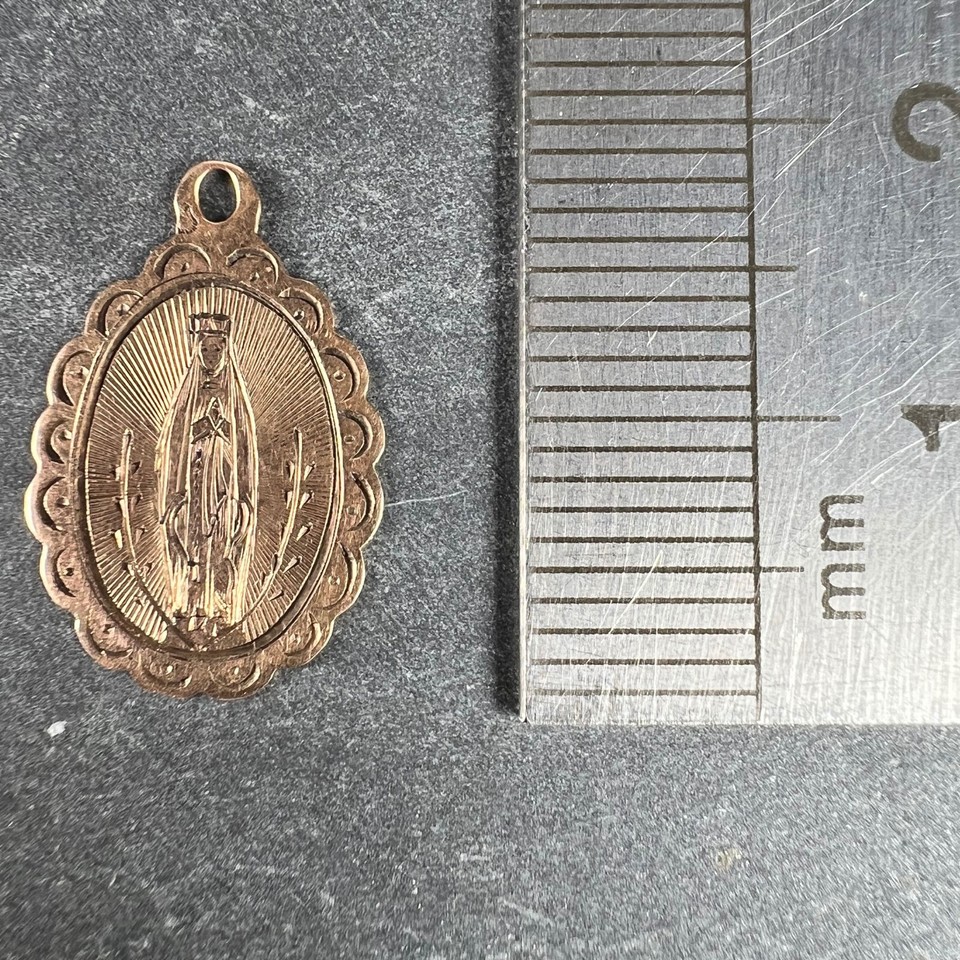 French Virgin Mary Notre Dame de Lourdes 18K Rose Gold Charm Pendant eBay
