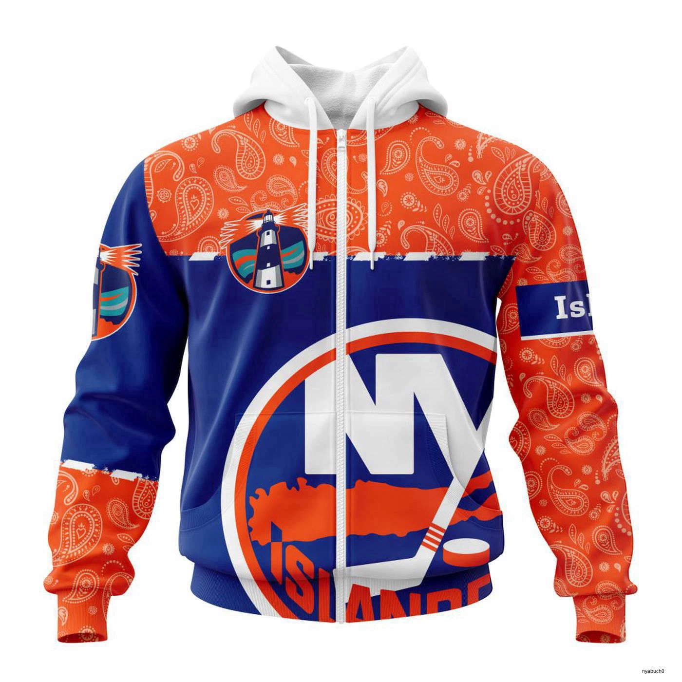 Personalized New York Islanders Hoodie Pullover Paisley Hockey Team