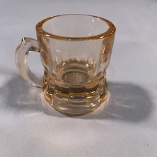 Vintage Pink Federal Glass Shot Glass with Handle & Heavy Rounded Bottom