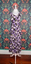 Vintage 90's Y2K Granny Grunge Whimsigoth Purple Floral Midi Dress 8