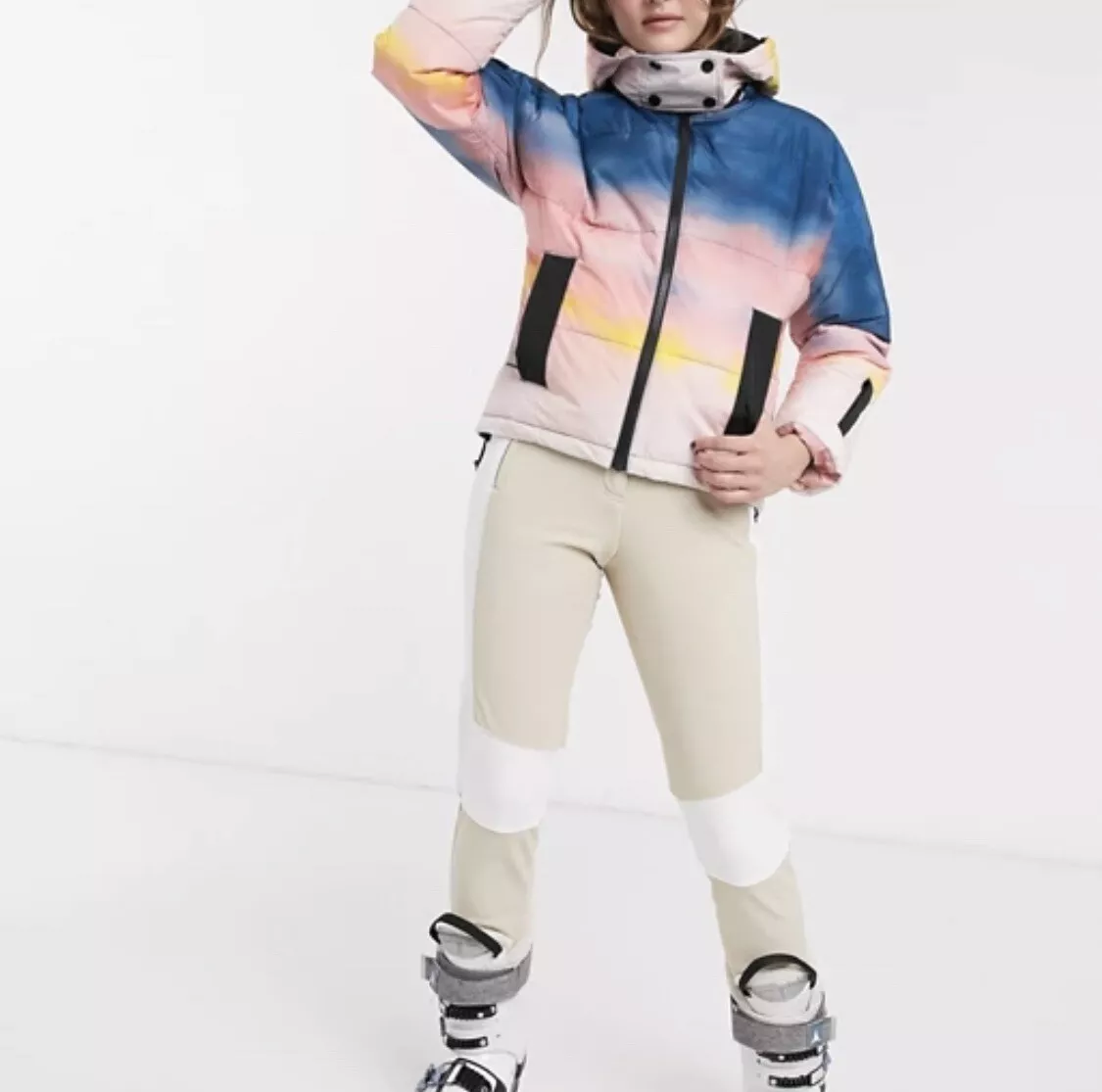 Topshop SNO printed ski jacket in multi