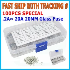 100Pcs 5x20mm Quick Blow Glass Tube Fuse Assorted Kits Fast Action Glass Fuses