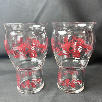Pair (Set 2) Straight to Ale Beer Glasses Huntsville AL Clear w/ Red Graphics