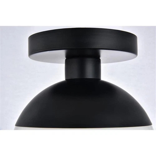 Living District Eclipse 1-Light Metal & Glass Flush Mount in Black/Frosted White - Picture 4 of 6