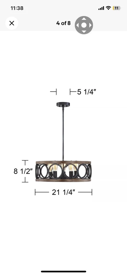 ✅ Lámpara colgante de madera de bronce 21 1/4" rústica 5 luces $400 por $60. Foto 2 de 4