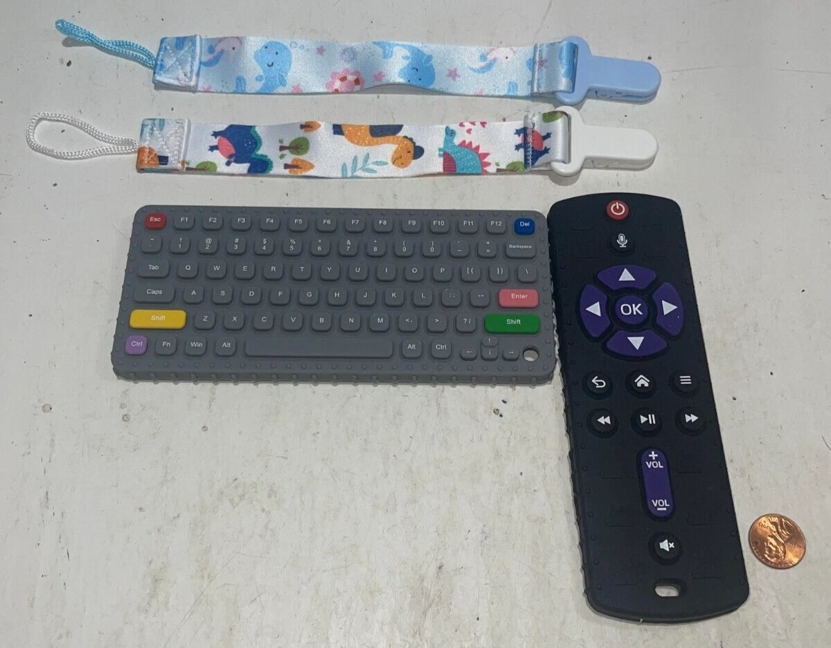 Silicone Remote + Keyboard Teethers Baby Teething Toys For 0-18 Months