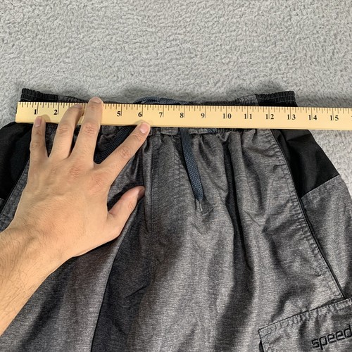 Speedo costume da bagno uomo piccolo grigio nero tasca cargo coulisse rete fodera - Foto 6 di 9