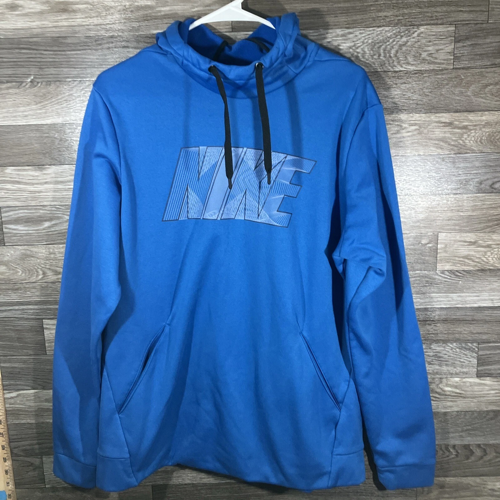 Men’s Nike Dri Fit Blue Fleece Lined Winter Hoodie Size Large