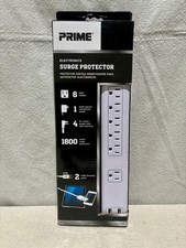 Prime Wire Cable Surge Protector 6 Outlet Dual USB Port White