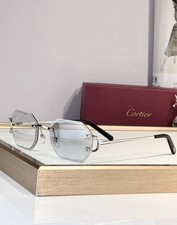 Cartier Unisex Rimless Metal Eyeglasses Frames Silver Tone w/ Case Clear Lenses