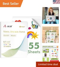 55 Sheets Vinyl Sticker Paper for Inkjet Printer - Glossy Printable Vinyl 8.5...