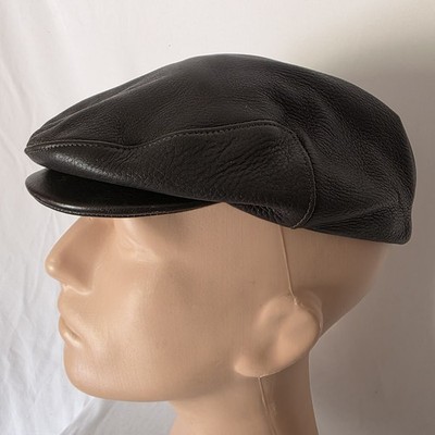 VTG Orvis Soft Deerskin Brown Leather Flap Cap Hat USA L  Cabbie Ivy Driver