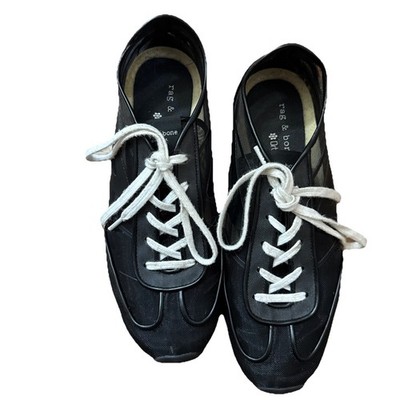 Rag & Bone Retro Runner Slim Mesh Sneakers 38.5 Black Minimalist Clean Girl