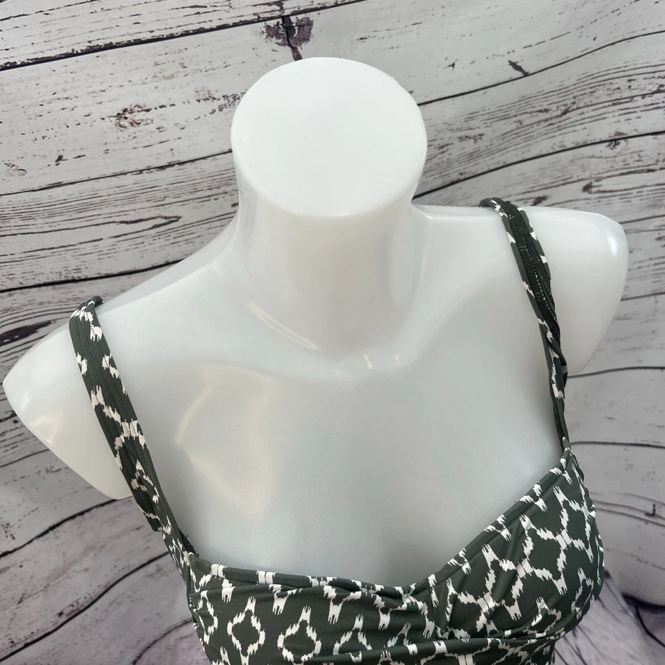 Moontide BNWT Piha Twist Tankini Sonar Oliva Reino Unido 10 Traje de Baño Vacaciones Verano Foto 4 de 4