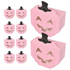 10Pcs Pink Pumpkin Treat Boxes Reusable Paper Candy Boxes for Halloween Parties