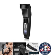 Men's Body Hair Trimmer Electric Shaver - LCD Display, Waterproof - black
