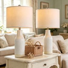 USumkky 23.75 inches Modern Ceramic Table Lamp Set of 2 for Living Room, Farmhou