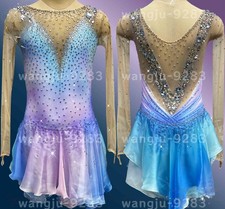 Figure Skating Dress Ice Skating Dress Competition Skating pink dyeing blue