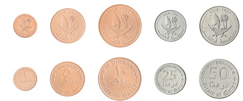 Qatar 1-50 Dirhams, 5 Pieces Set, 2012-2016, KM #12a-84, Mint