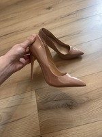 ASOS Design Nude Patent Pointed Toe Stiletto Court Shoes UK 5 High Heels